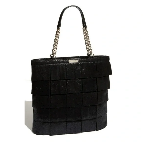 Kate Spade New York Metallic Priti Plisse Shoulder Bag MSRP $445 Black/Gold - Picture 3 of 16